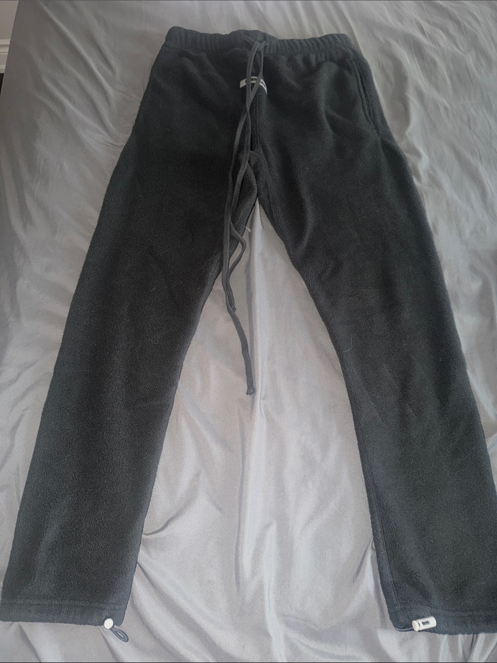 Essentials Black Fleece Joggers with Drawstring